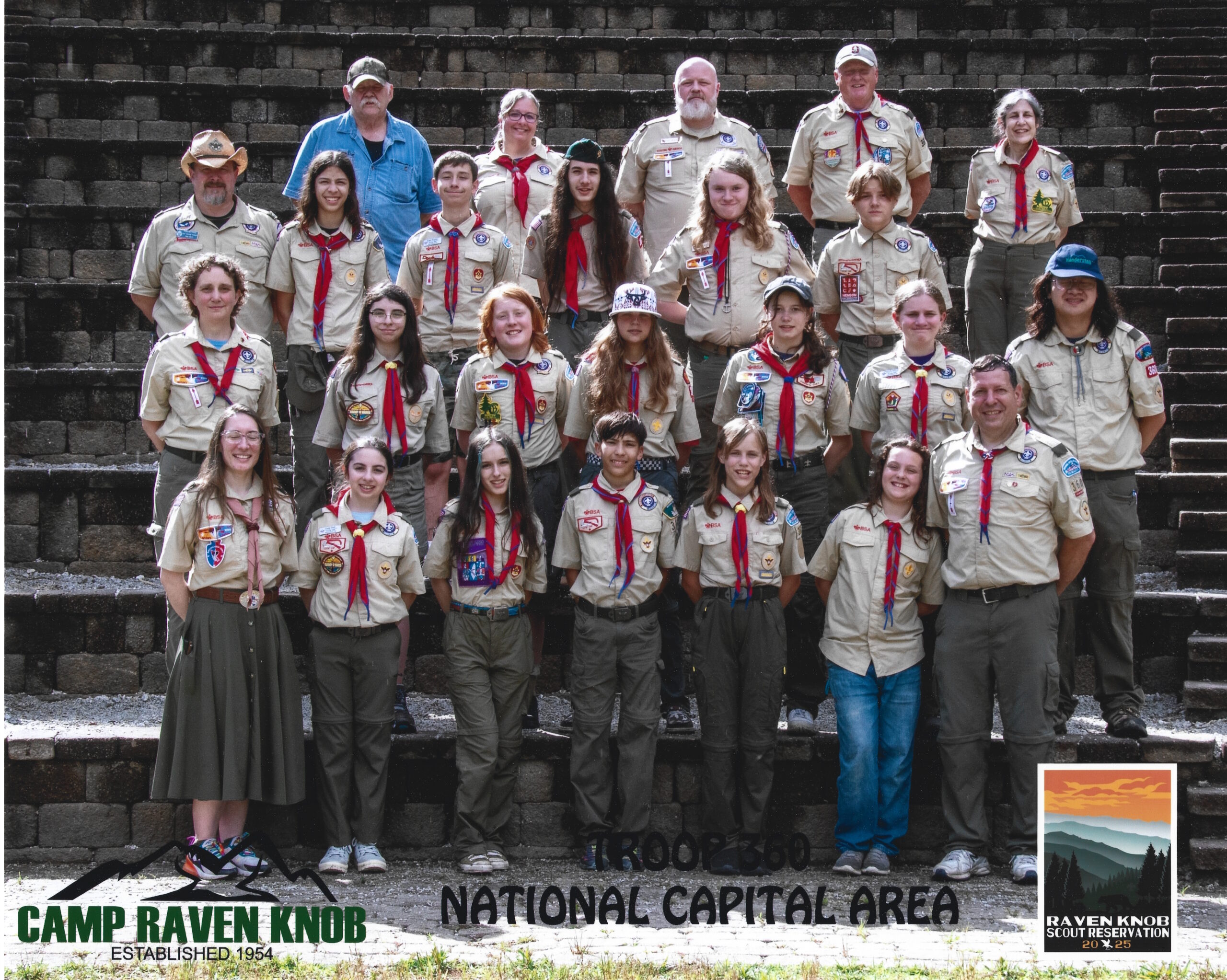 A group photo of every member of the troop who attended summer camp in 2025.